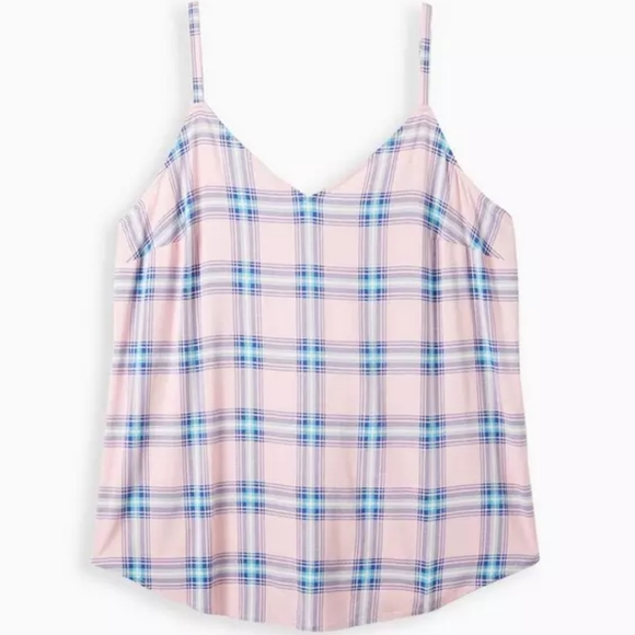 Torrid Pink Amd Blue Plaid Ava Rayon Slub Cami - Picture 1 of 10